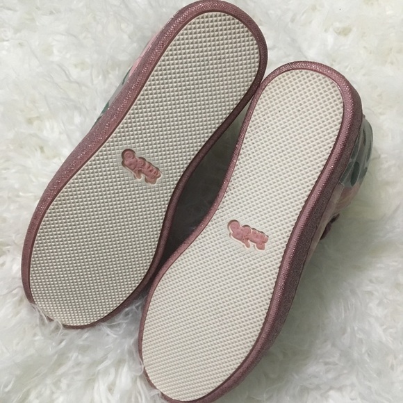 Coach 🐎 Floral Pink Shimmer Genuine Leather High Top Shoes - Picture 3 of 7